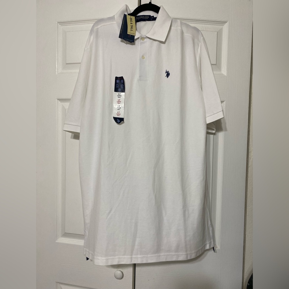 NWT U.S Polo Assn. Men's White Polo Shirt large Tall